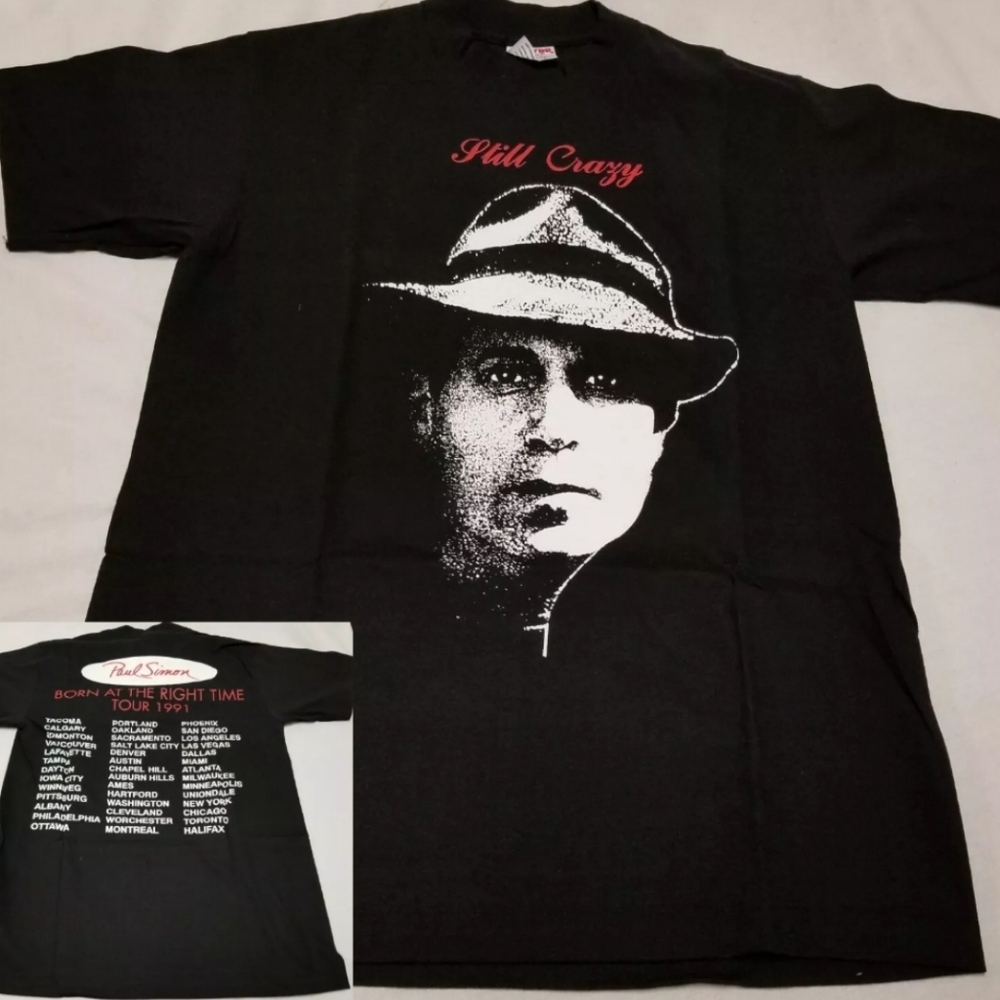 Paul Simon Still Crazy Born At The Right Time Tour T-Shirt Men Large Vtg 1991